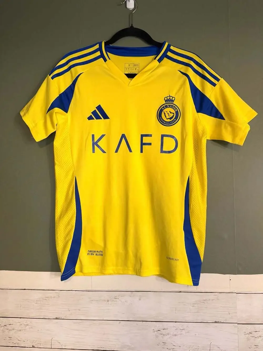 Adidas Al Nassr 2023-24 Home Jersey Ronaldo 7 Yellow Blue Mens Small Slim Fit